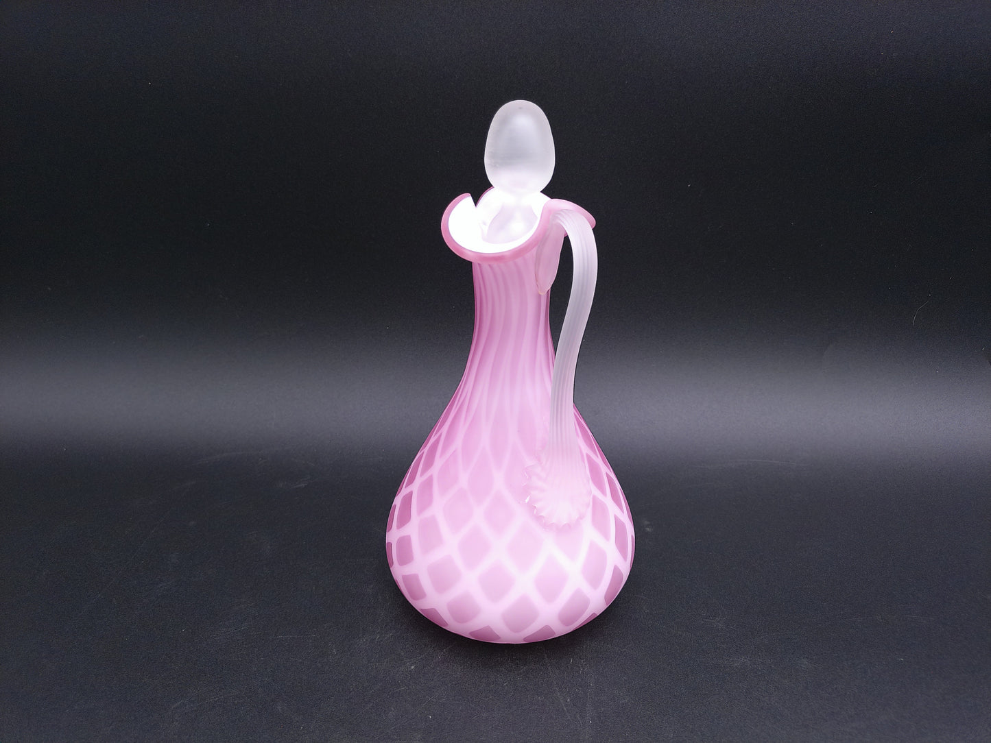 Pink Satin Diamond Quilted Pitcher Beautiful Elegant Design Venetian Murano