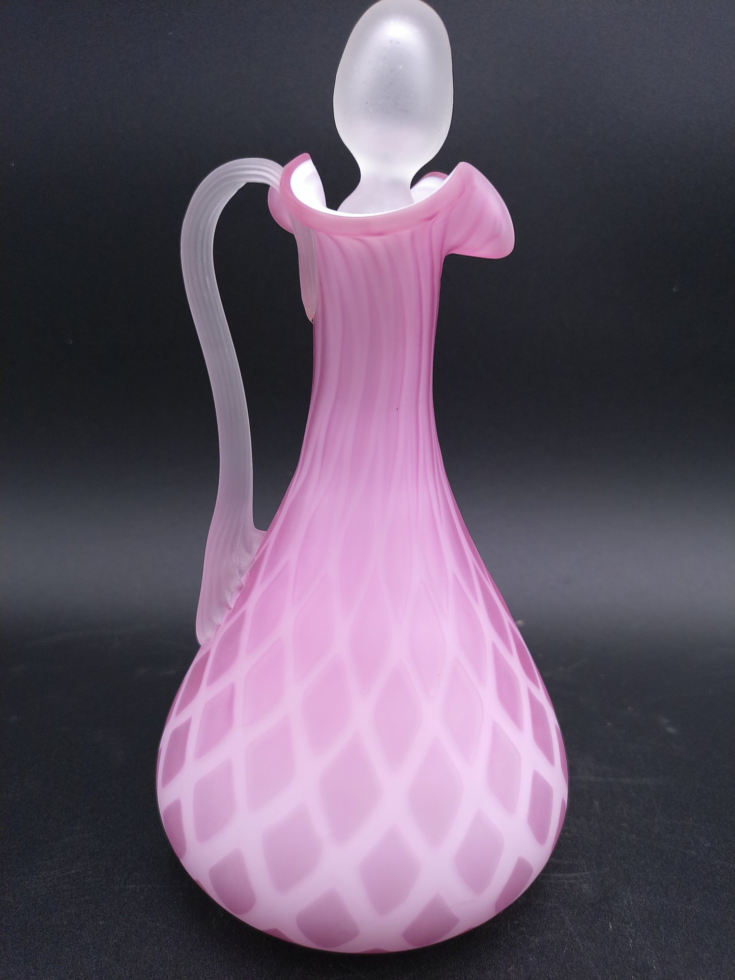 Pink Satin Diamond Quilted Pitcher Beautiful Elegant Design Venetian Murano
