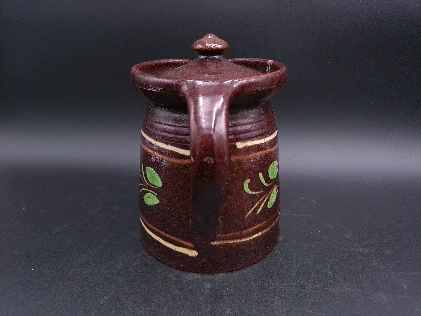 Pottery Pitcher Jug With Lid Brand  Pirard Vintage