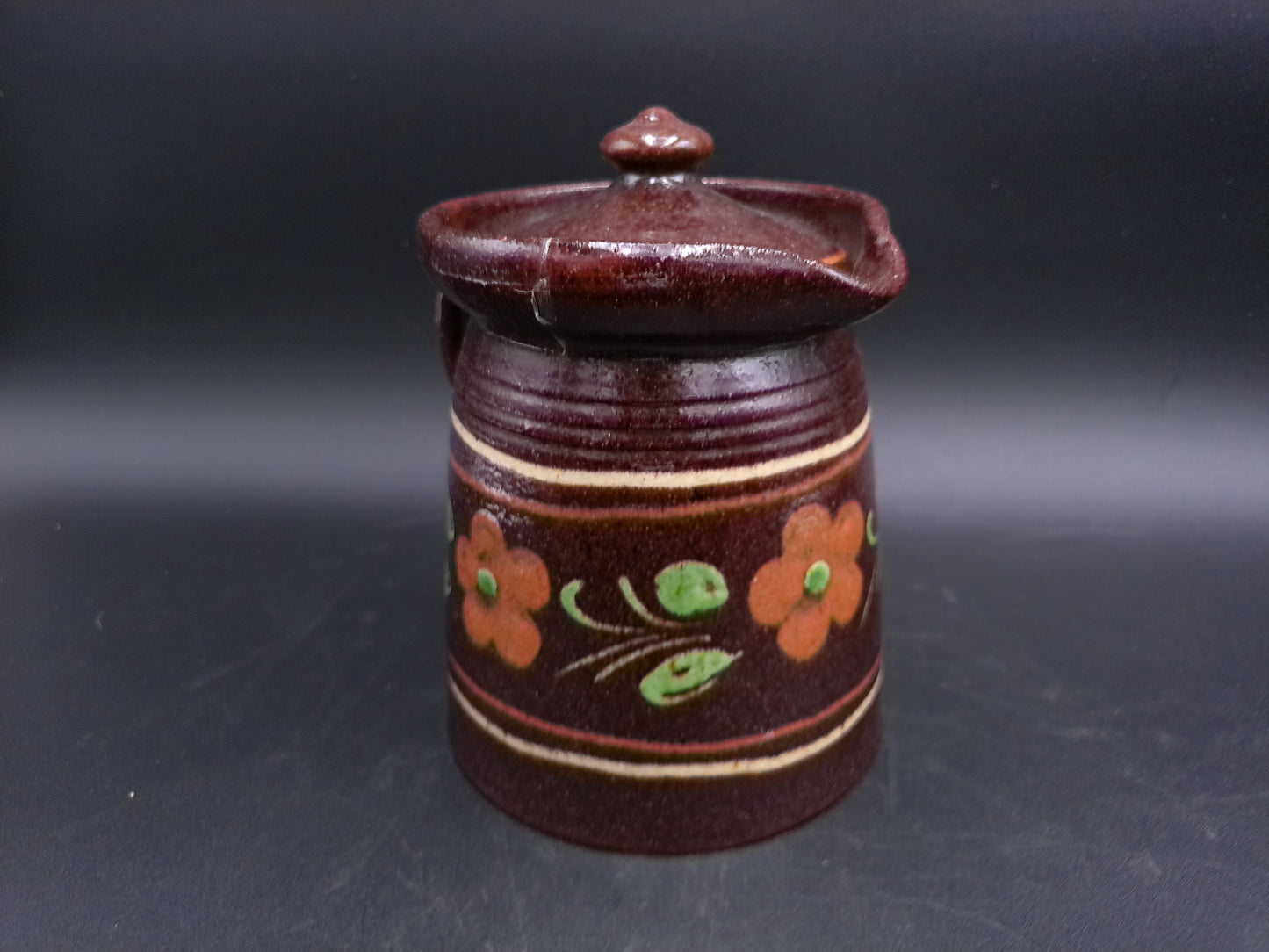 Pottery Pitcher Jug With Lid Brand  Pirard Vintage