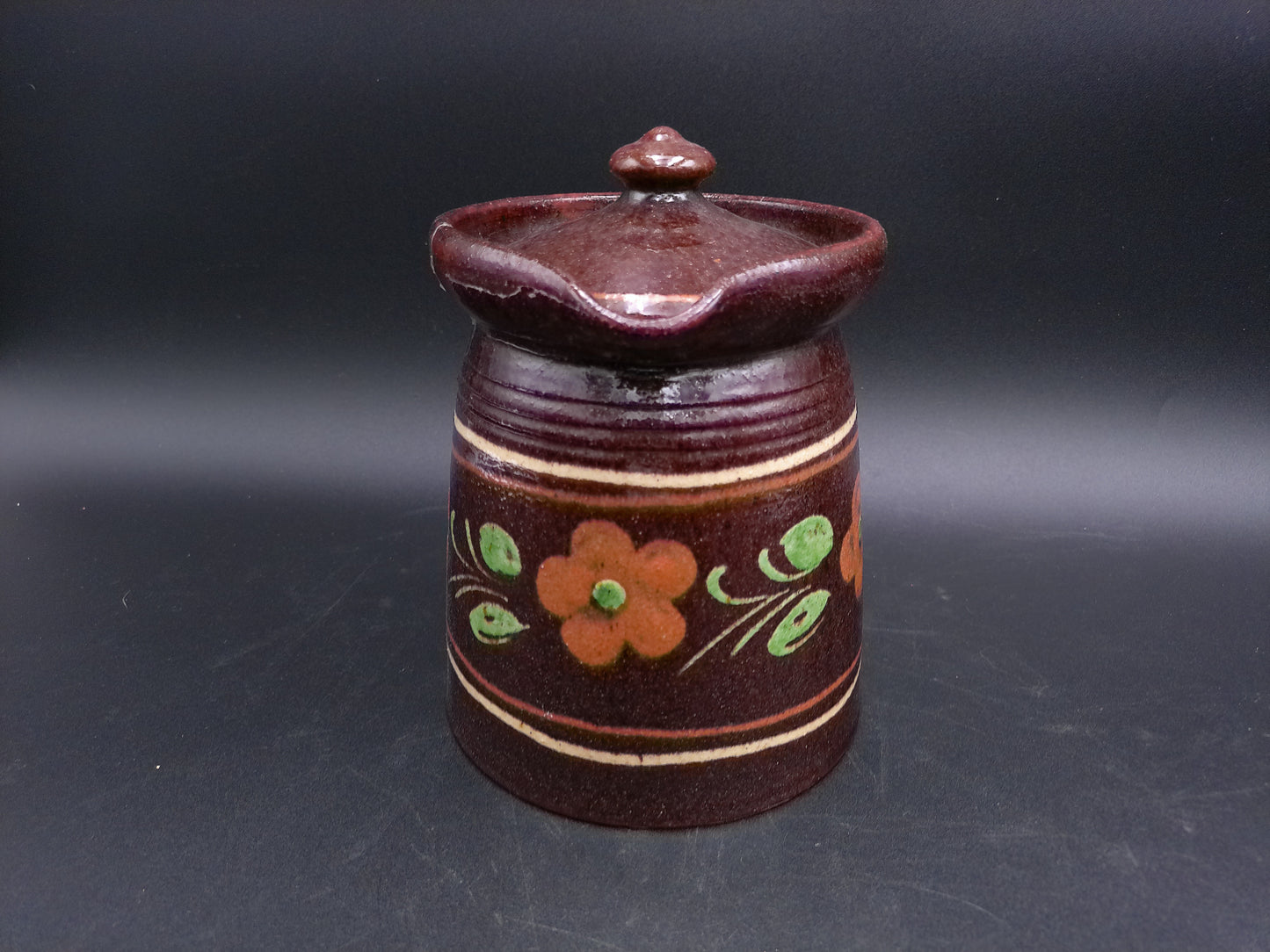 Pottery Pitcher Jug With Lid Brand  Pirard Vintage