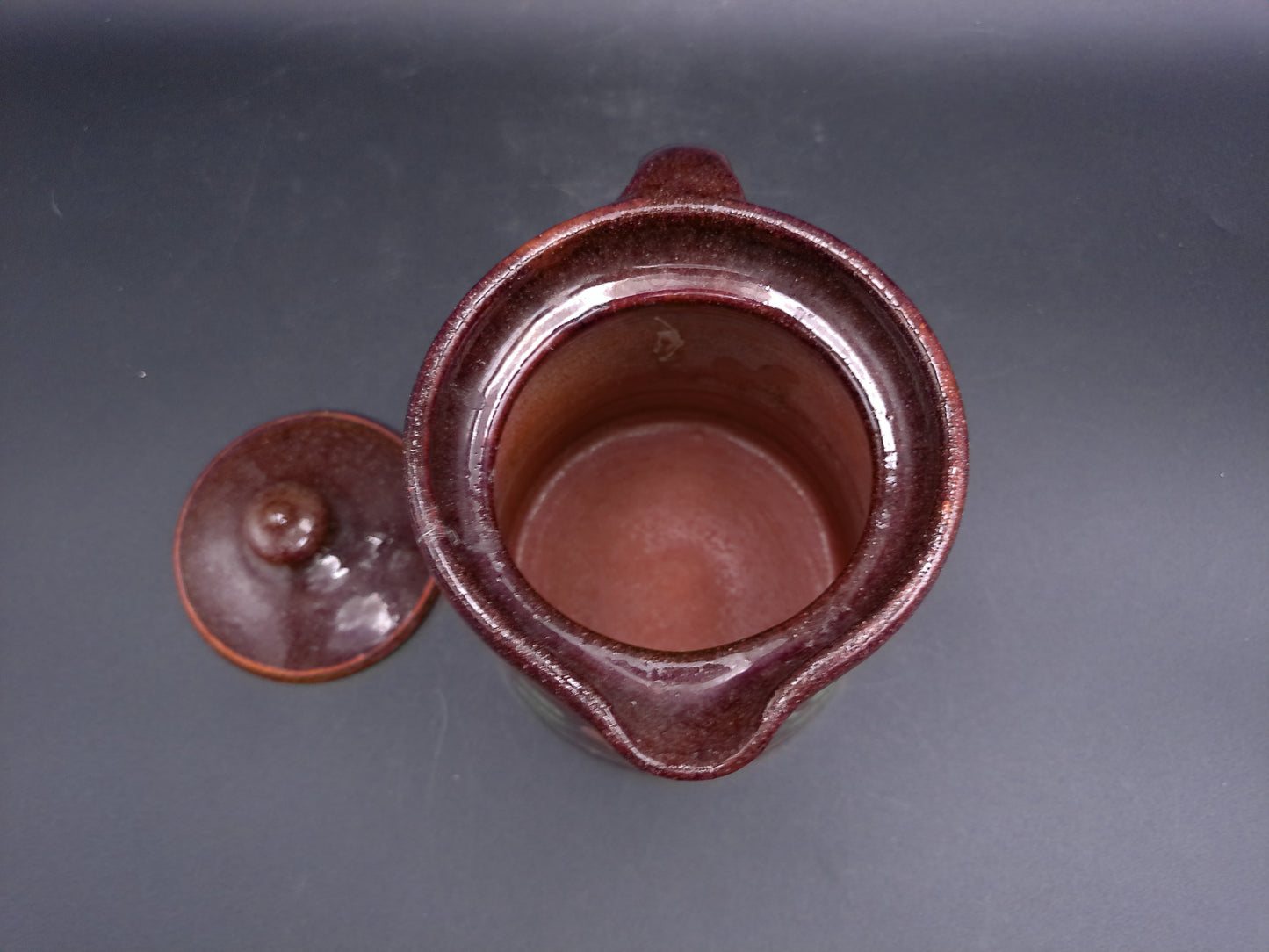 Pottery Pitcher Jug With Lid Brand  Pirard Vintage