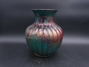 Pottery Vase Glased Poreclain Multicolor marked and signed