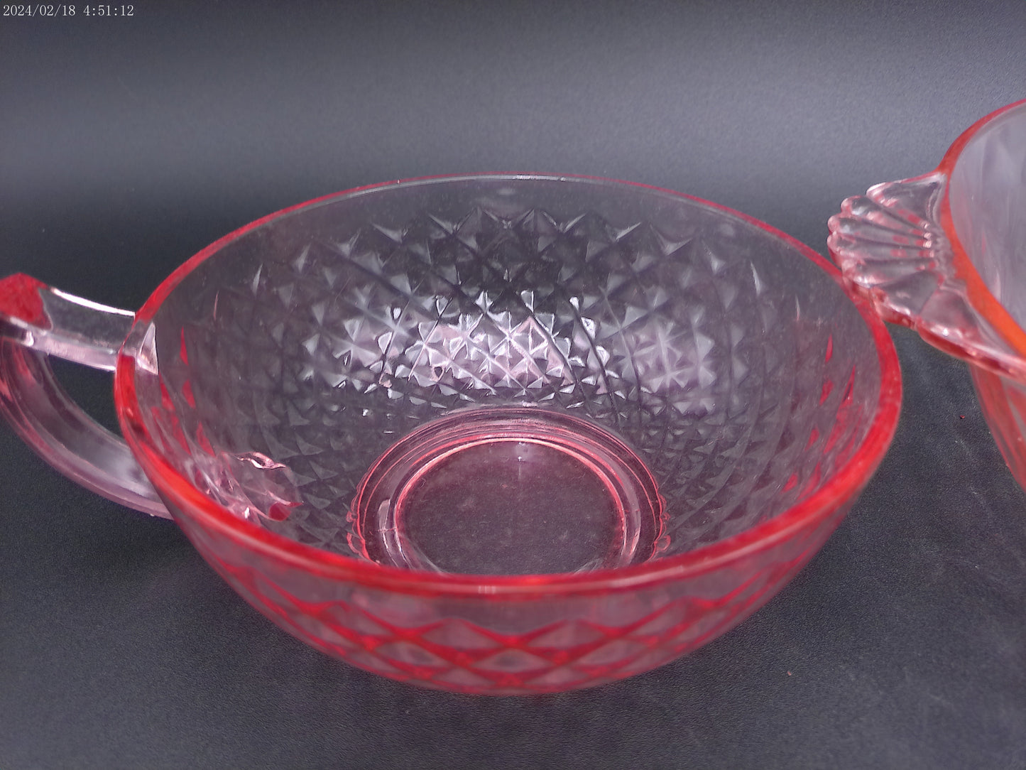 Jeannette pink 2 glass set  bowl bowls Vintage