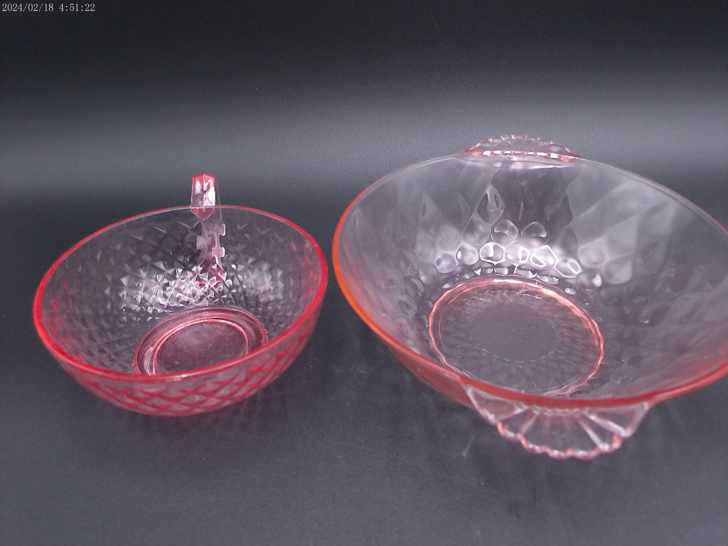 Jeannette pink 2 glass set  bowl bowls Vintage