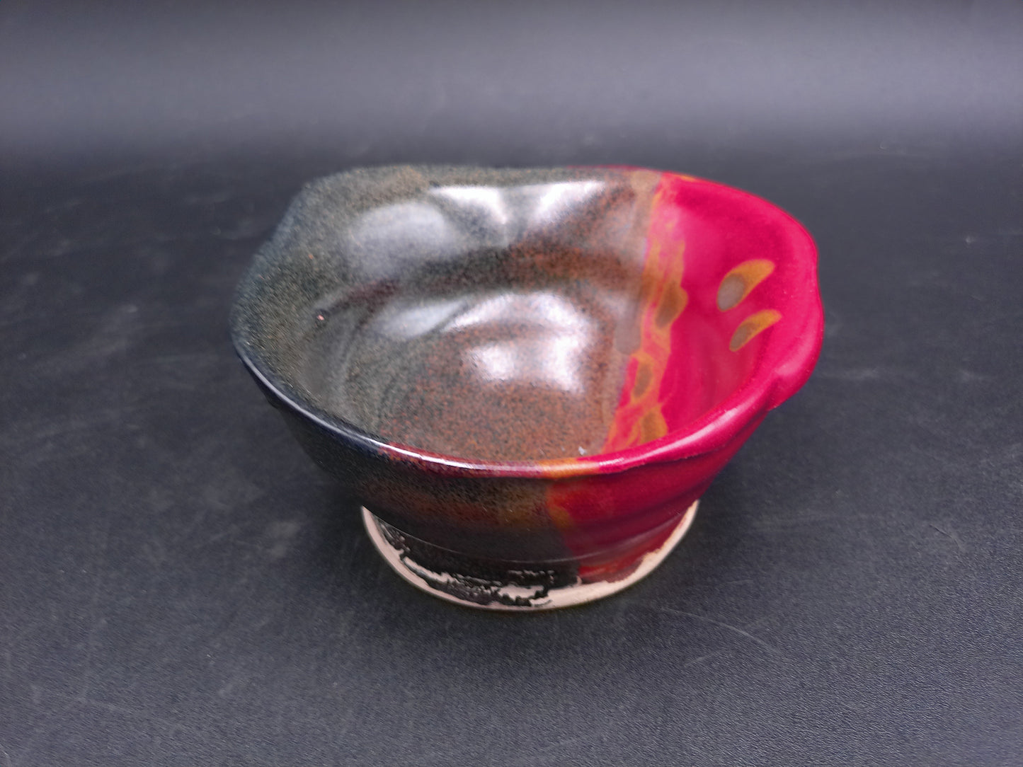 Plate Dish Bowl Lot of 4 Glazed multicolor Marked on bottom