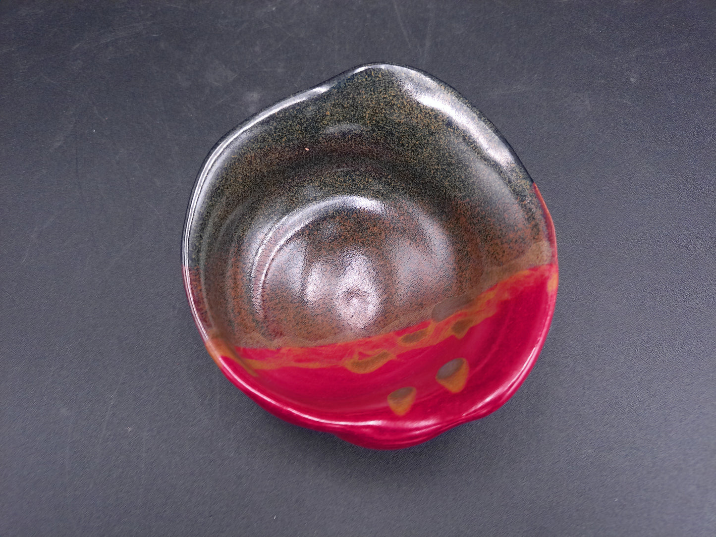 Plate Dish Bowl Lot of 4 Glazed multicolor Marked on bottom