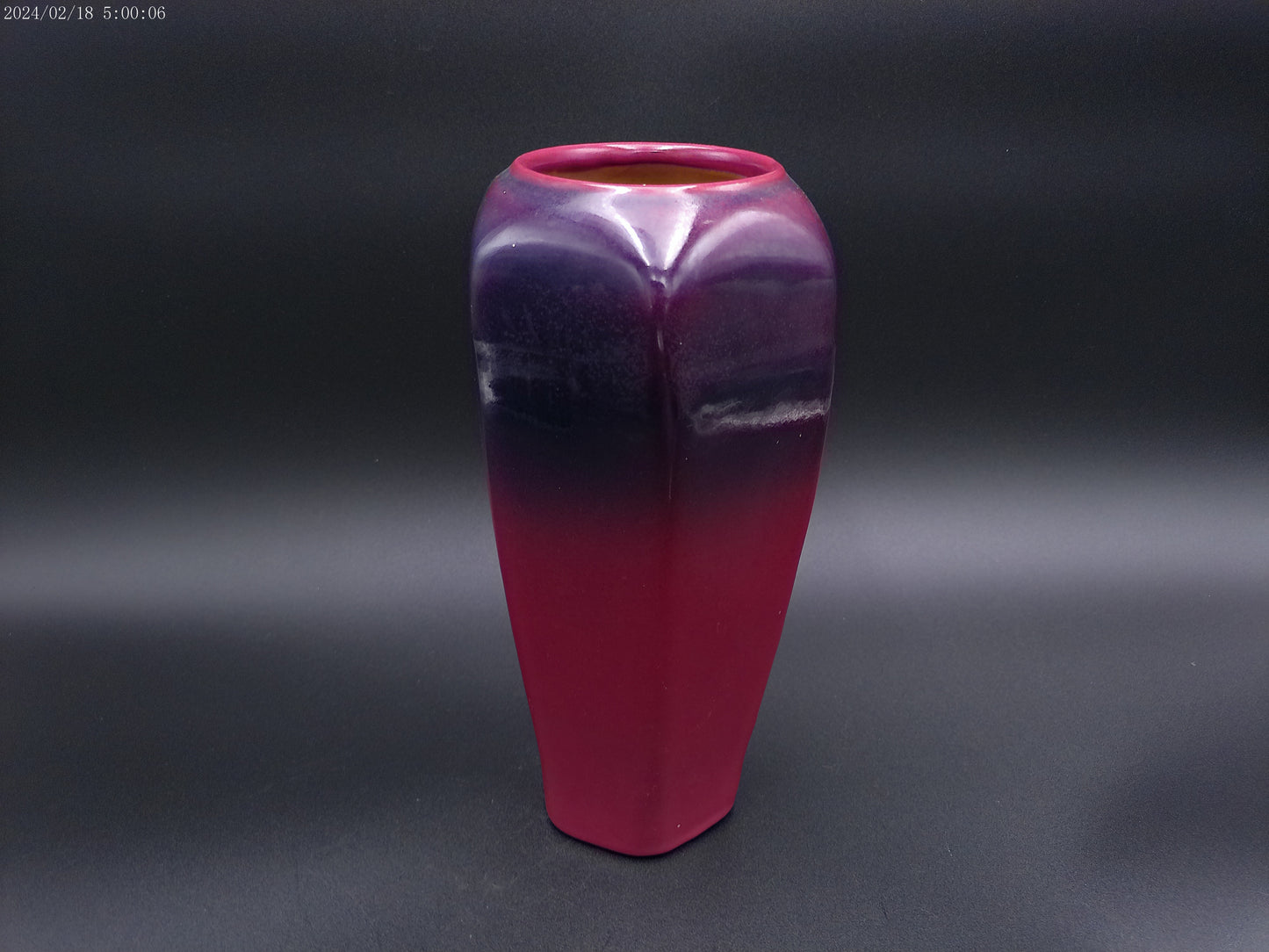 Van Briggle dragonfly vase with a matte Persian Rose glaze