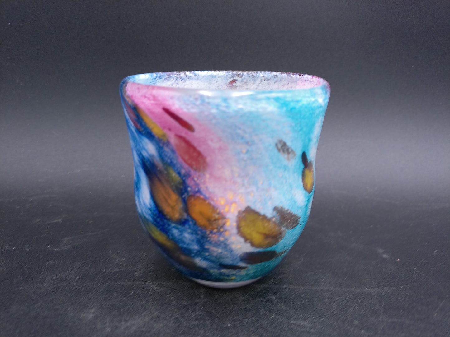 Glass Vase with Colorful 'Galaxy Style' Swirled Frit