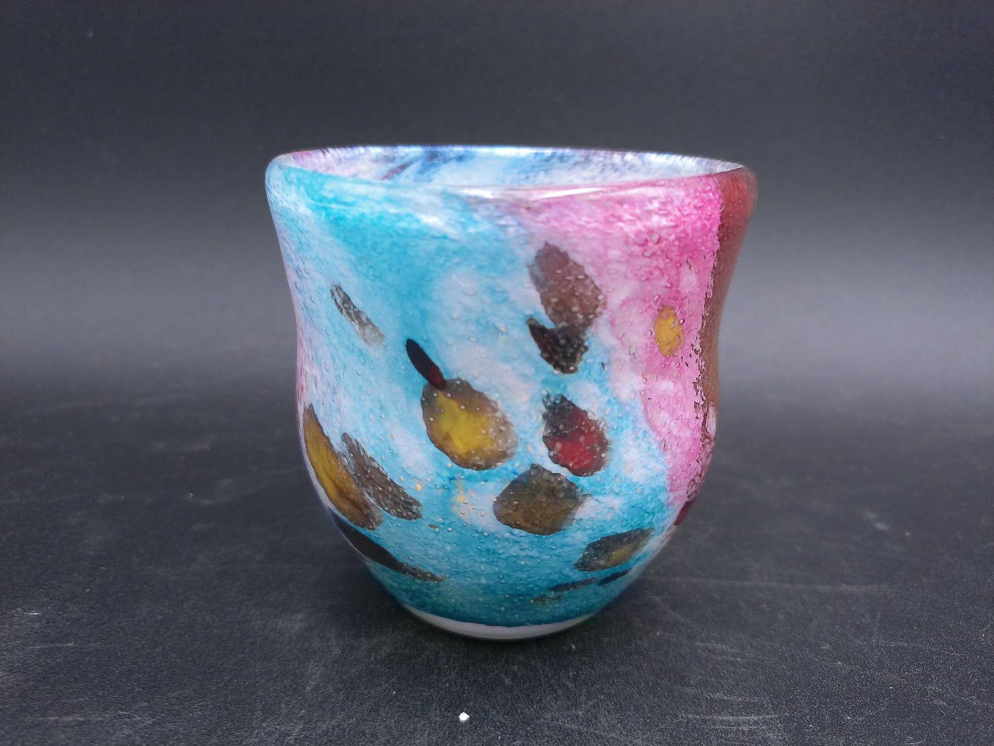 Glass Vase with Colorful 'Galaxy Style' Swirled Frit