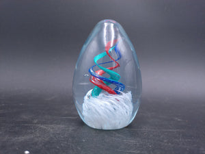Glass Egg Paperweight multi-colored swirl by Heslops