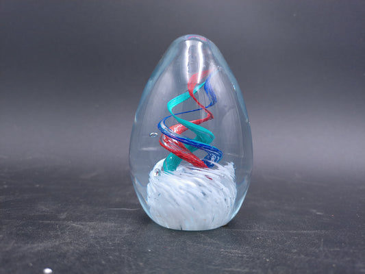 Glass Egg Paperweight multi-colored swirl by Heslops