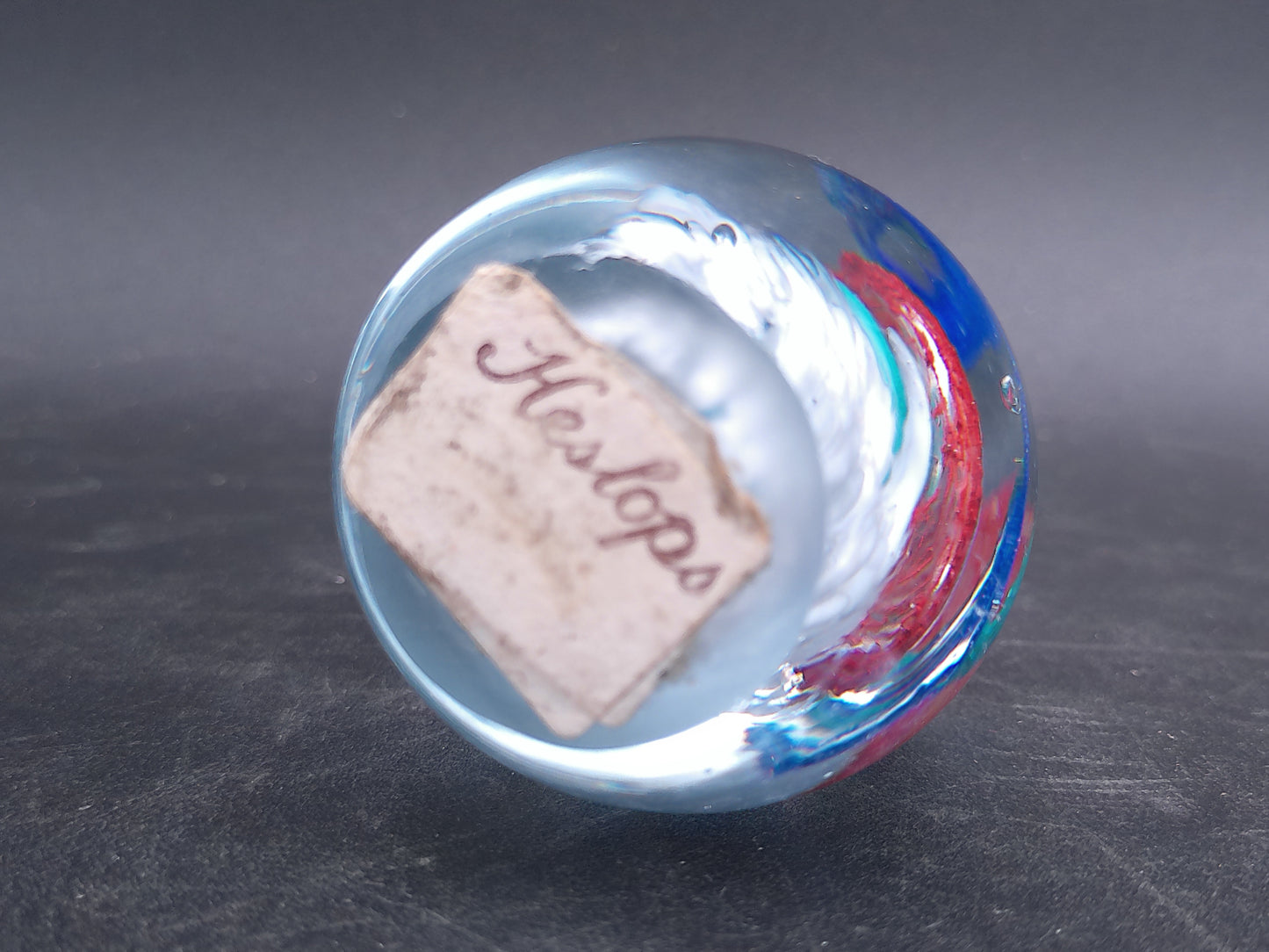 Glass Egg Paperweight multi-colored swirl by Heslops