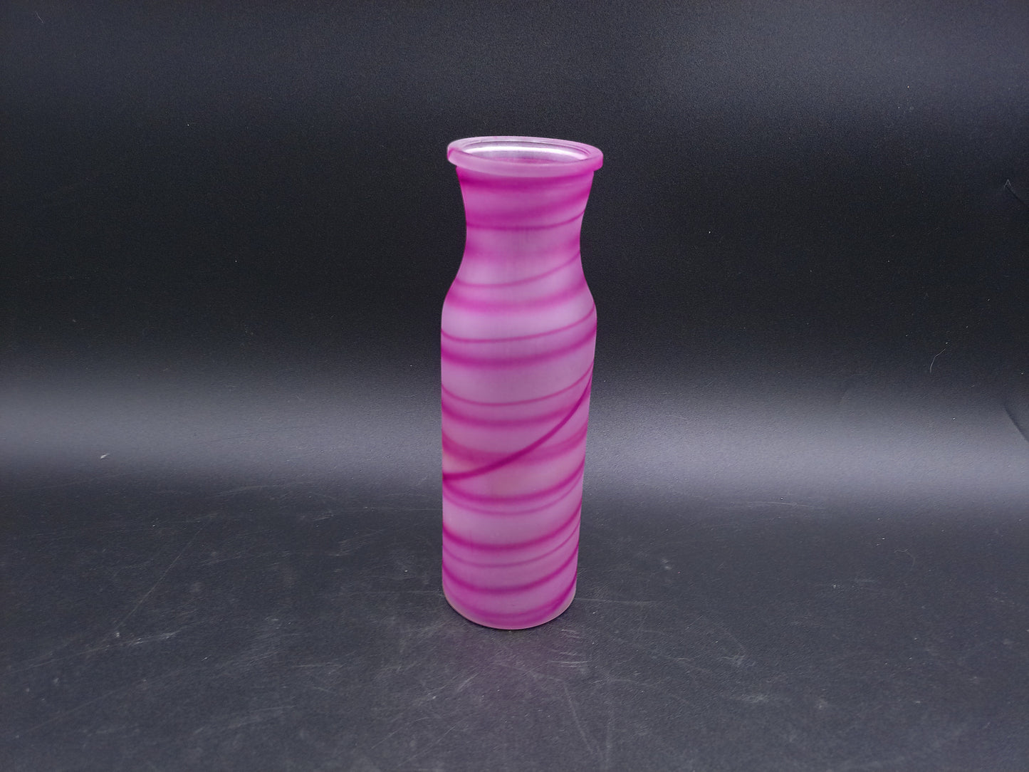Glass Flower Vase Home Décor Unique Pink Swirl Design