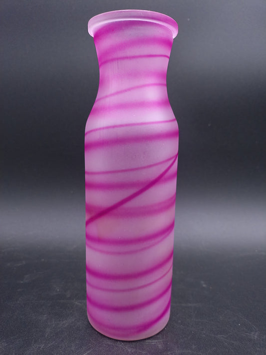 Glass Flower Vase Home Décor Unique Pink Swirl Design