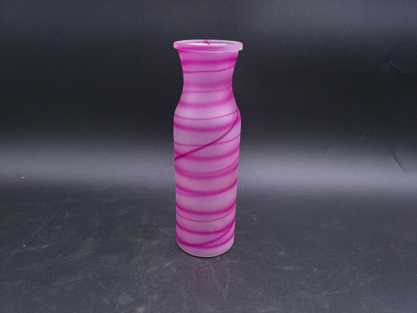 Glass Flower Vase Home Décor Unique Pink Swirl Design
