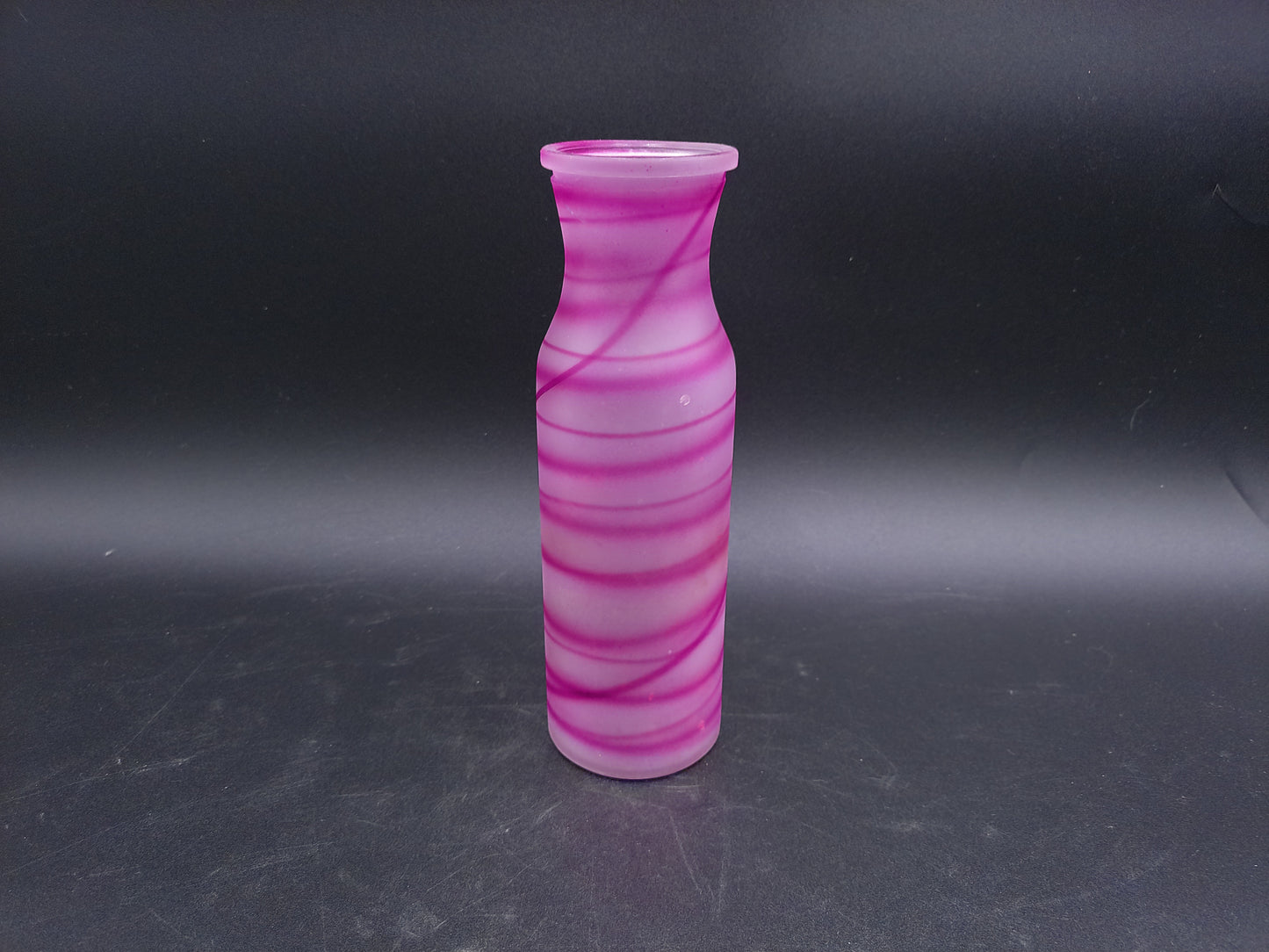 Glass Flower Vase Home Décor Unique Pink Swirl Design