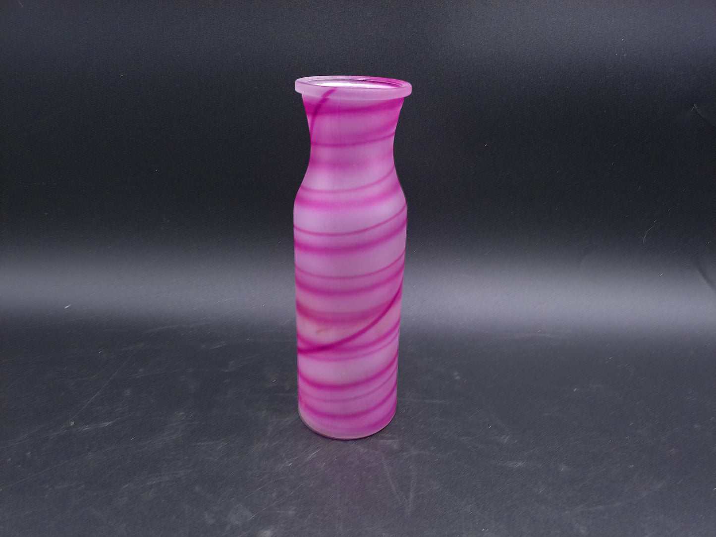 Glass Flower Vase Home Décor Unique Pink Swirl Design