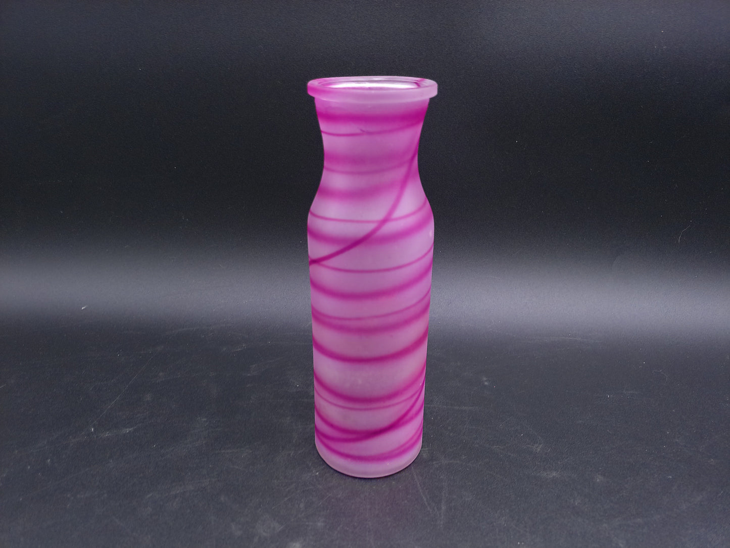 Glass Flower Vase Home Décor Unique Pink Swirl Design