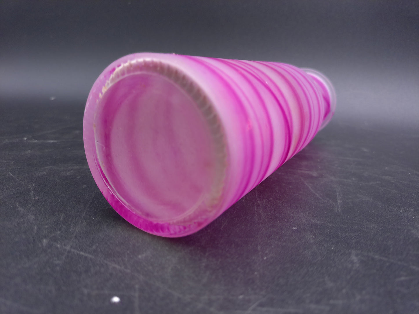 Glass Flower Vase Home Décor Unique Pink Swirl Design