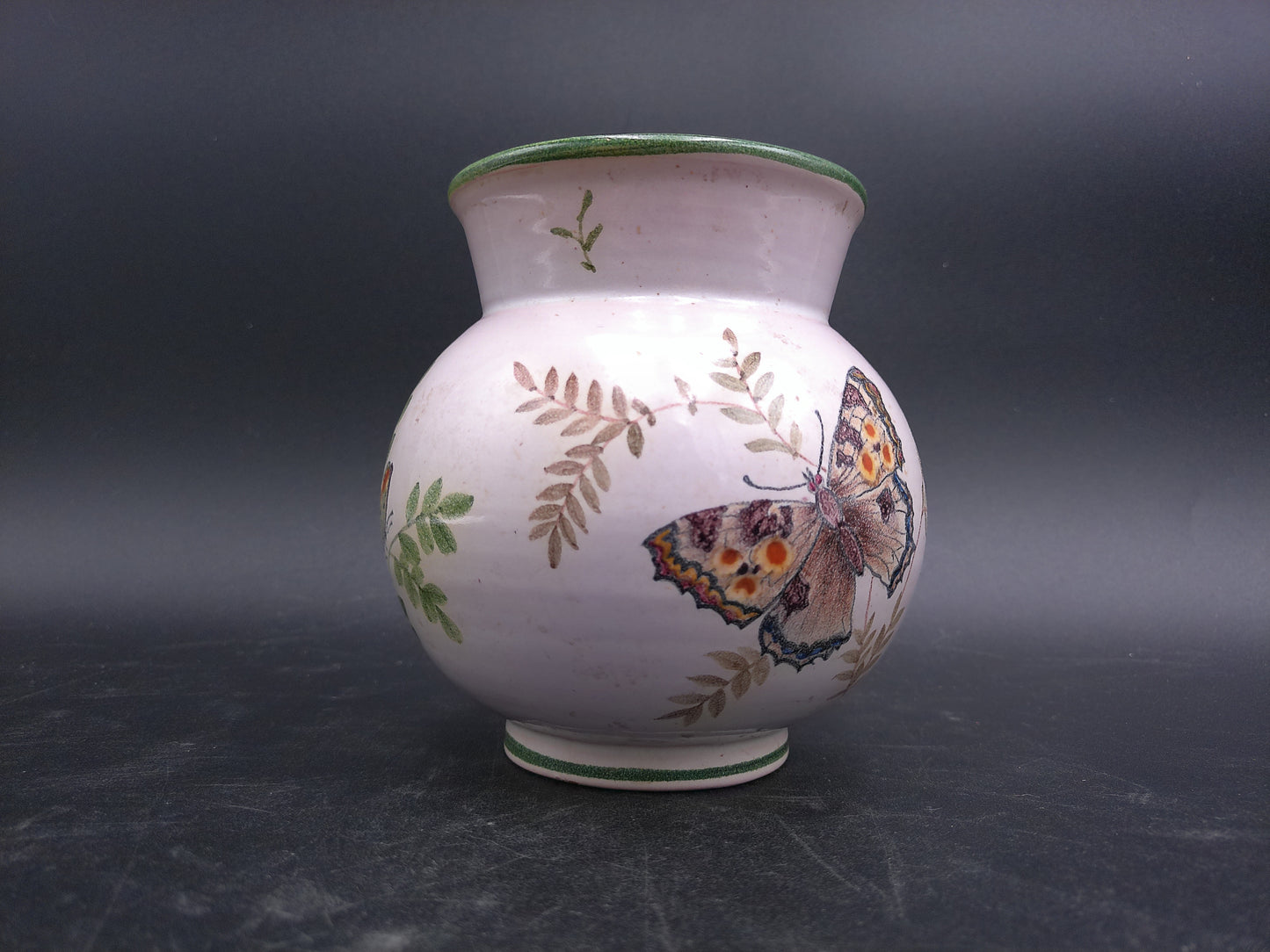 Pottery Craft Butterfly Vase Marked Luzern Handgemalt db 19 Vintage