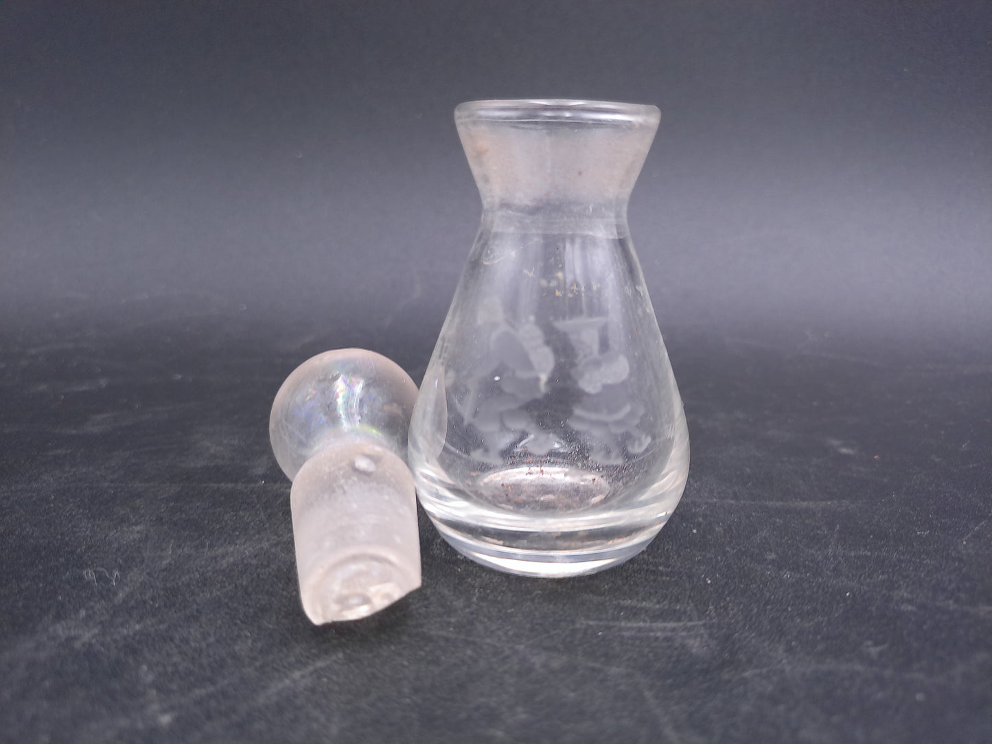 Perfume Bottle Vase Cologne Decanter Glass Etched Glass Vintage