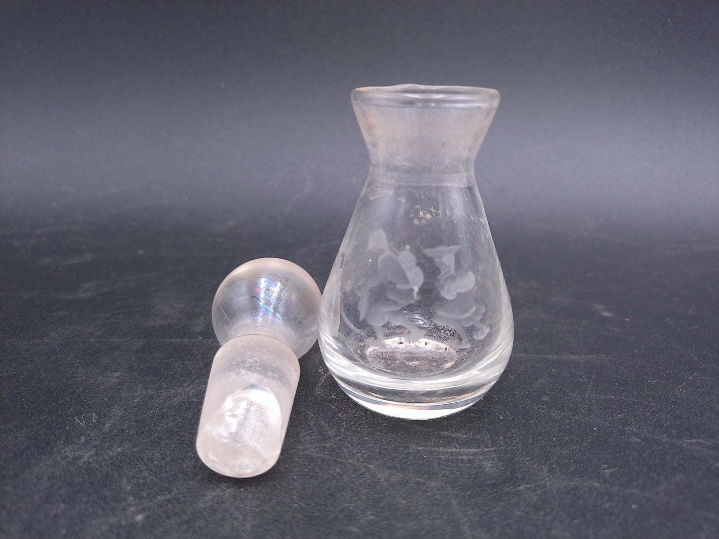 Perfume Bottle Vase Cologne Decanter Glass Etched Glass Vintage