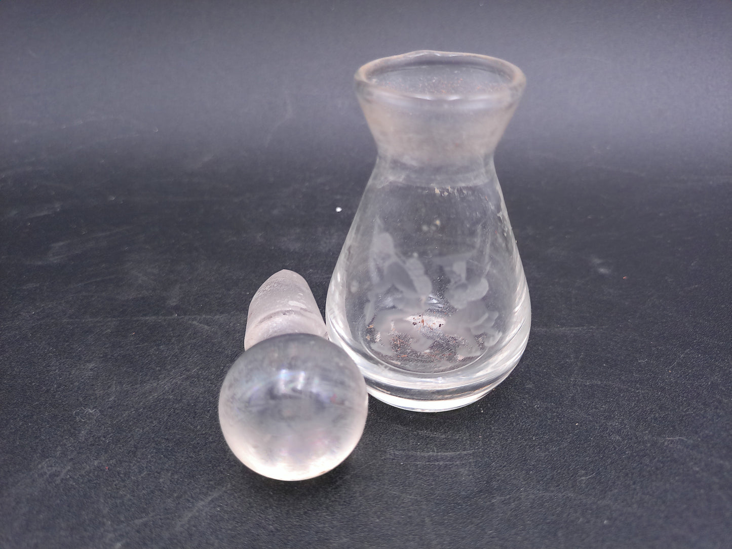 Perfume Bottle Vase Cologne Decanter Glass Etched Glass Vintage