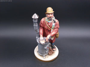 Vintage Pucci Capodimonte Figurine Hobo Cooking Eggs on A Wood Stove