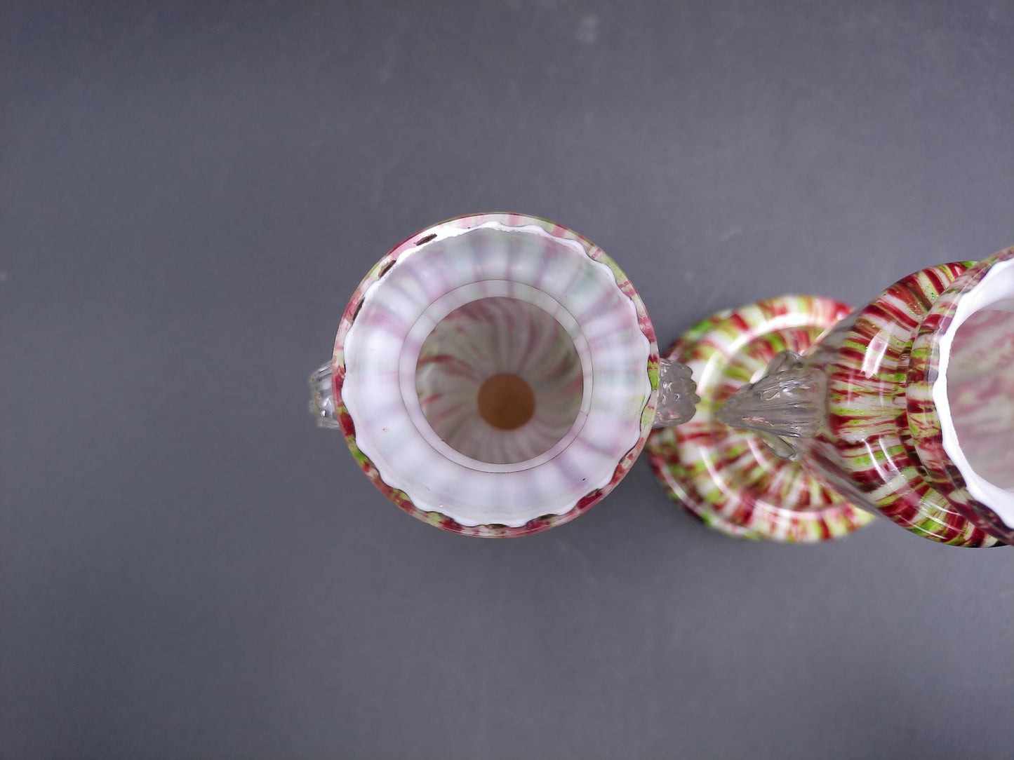 Victorian Antique Glass Candlestick Holders  e Glass Peacock Trophy Vase lot of 2
