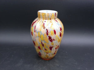 Vase European Victorian Citron Ruby Gold Flakes  Mica Vase 6-3/4" tall 4.5" diameter