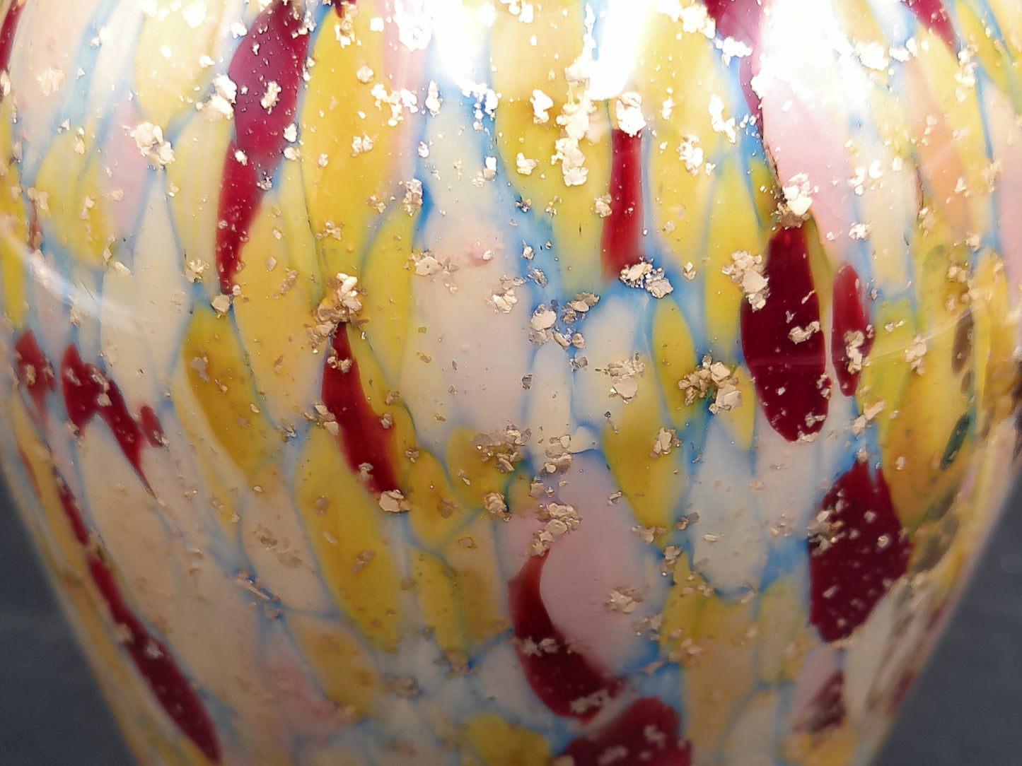 Vase European Victorian Citron Ruby Gold Flakes  Mica Vase 6-3/4" tall 4.5" diameter