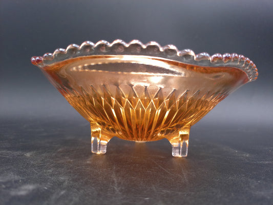 Jeanette Carnival Glass Footed Candy Dish Bowl Marigold