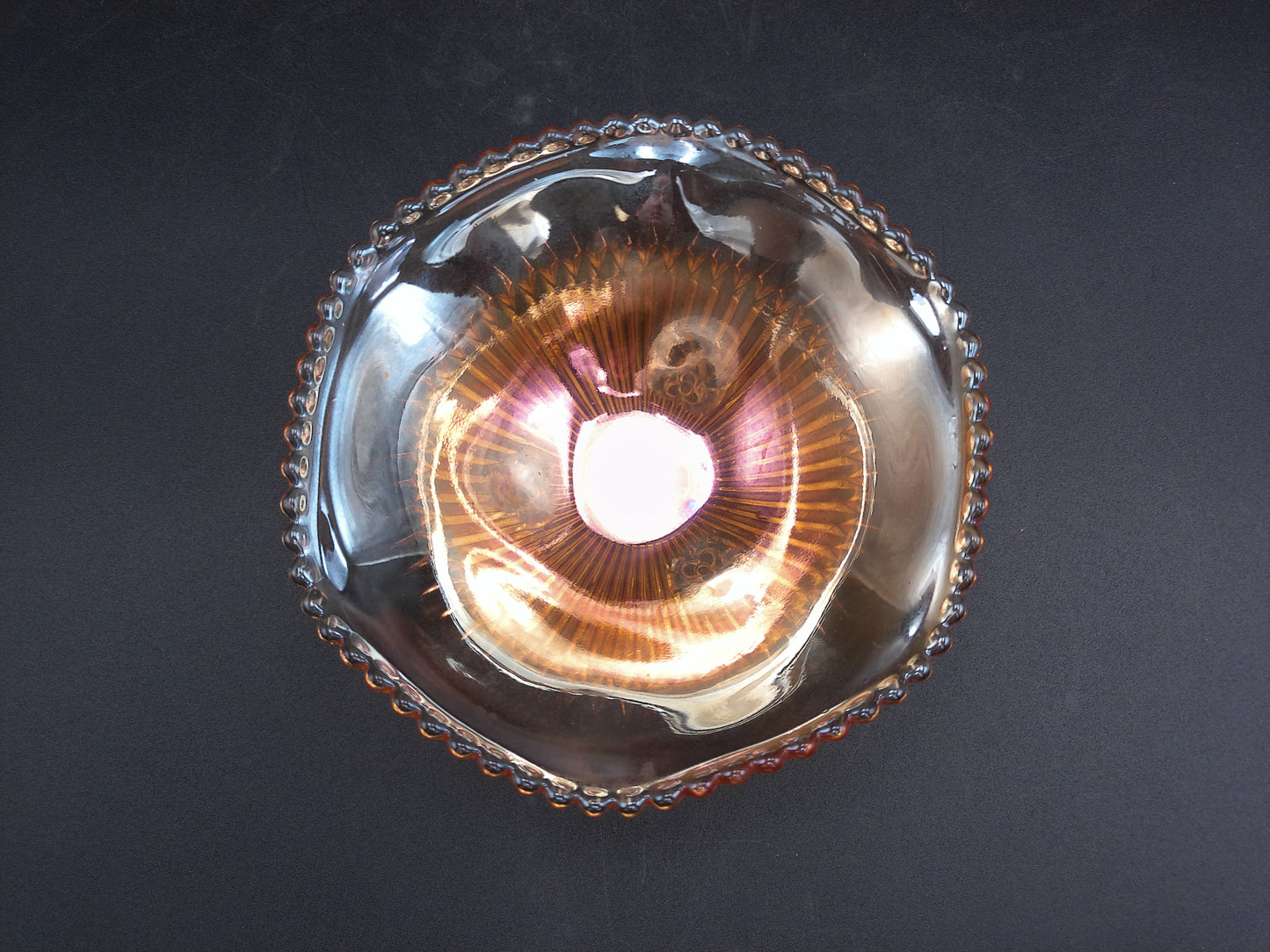 Jeanette Carnival Glass Footed Candy Dish Bowl Marigold