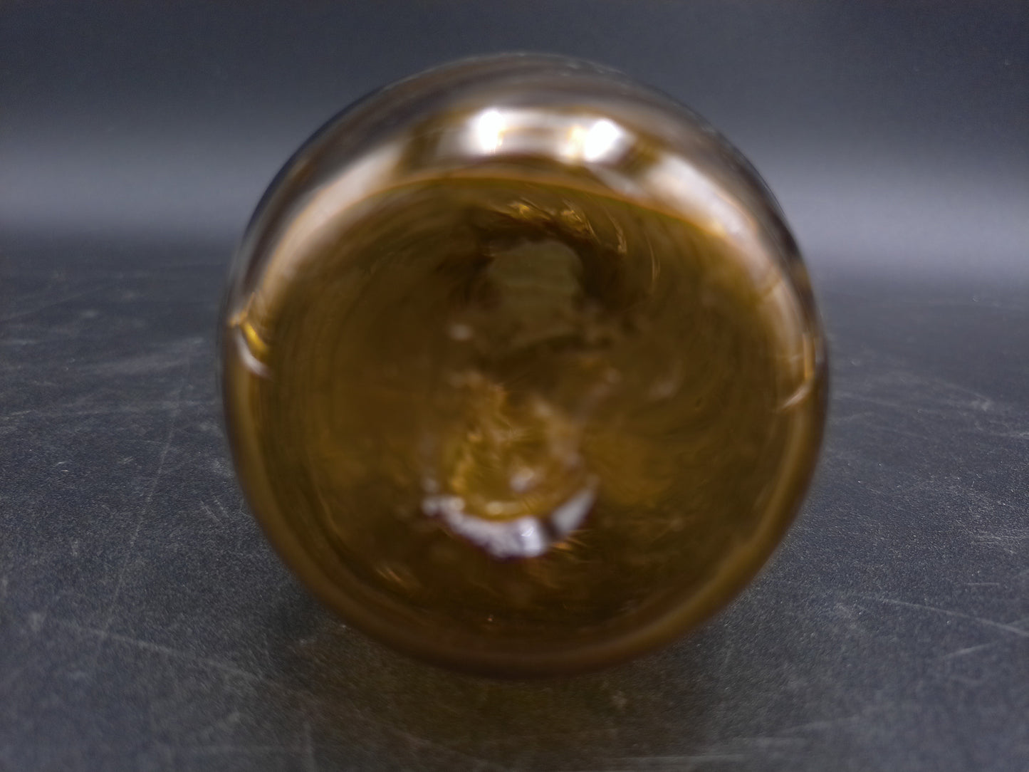 Hand Blown Swirl Honey Amber Glass Bottle Vase Vintage