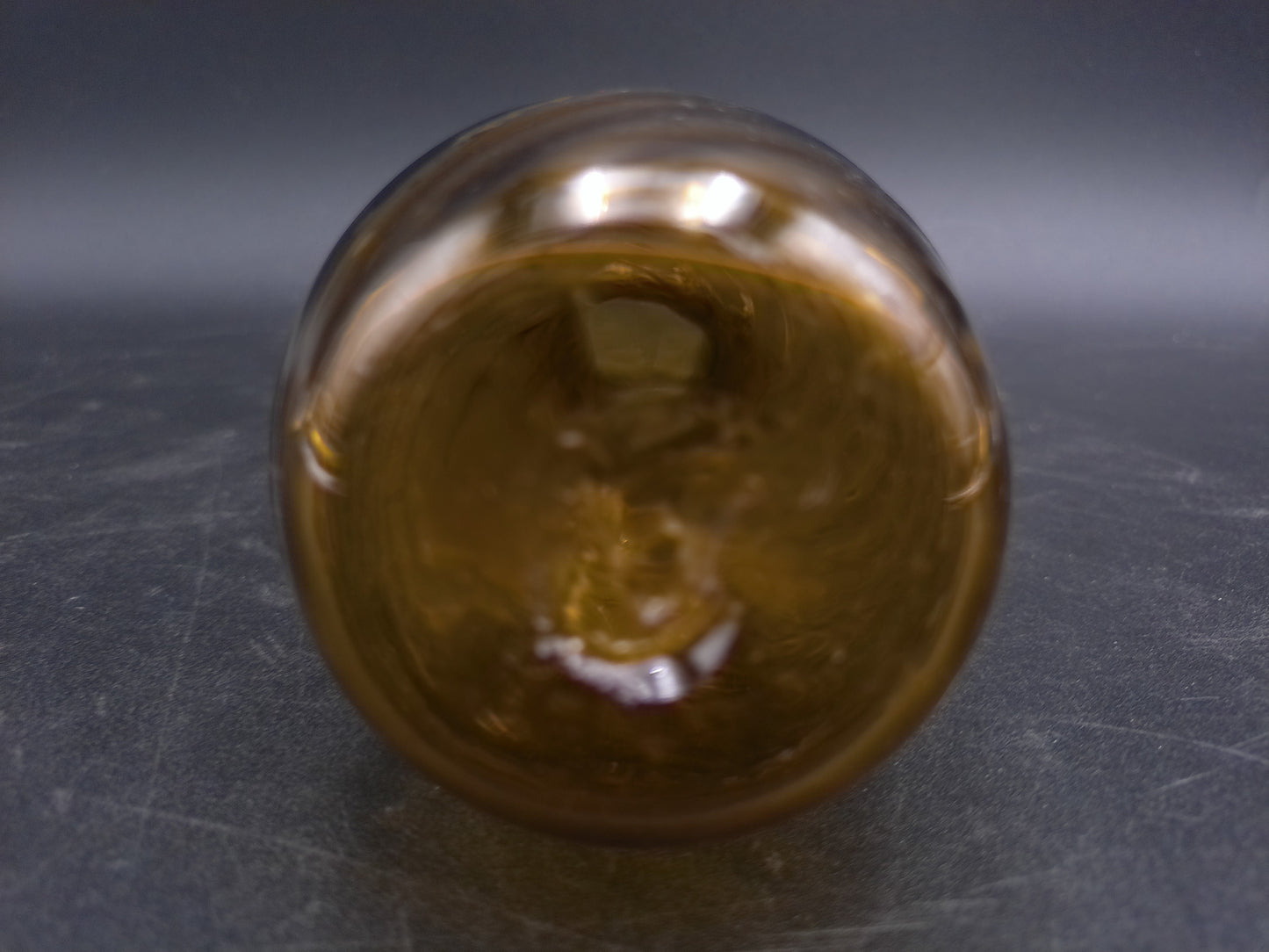 Hand Blown Swirl Honey Amber Glass Bottle Vase Vintage