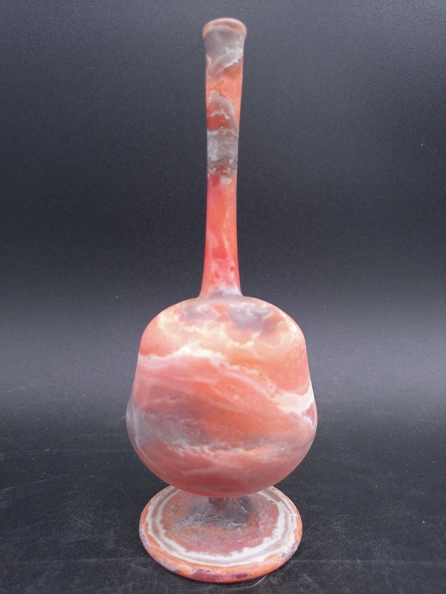 Hand Blown Orange Swirl Glass Bottle Vase Vintage