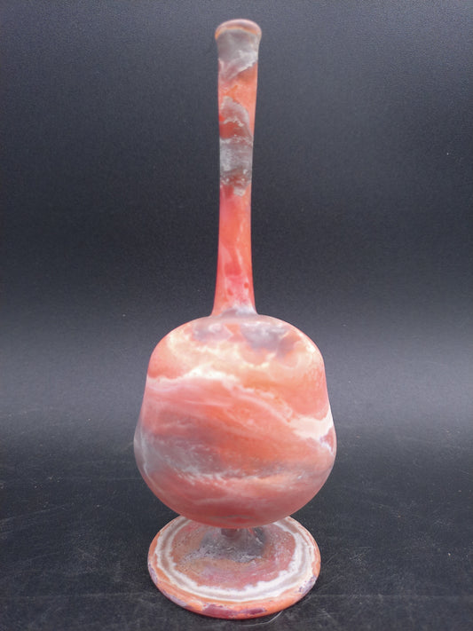 Hand Blown Orange Swirl Glass Bottle Vase Vintage