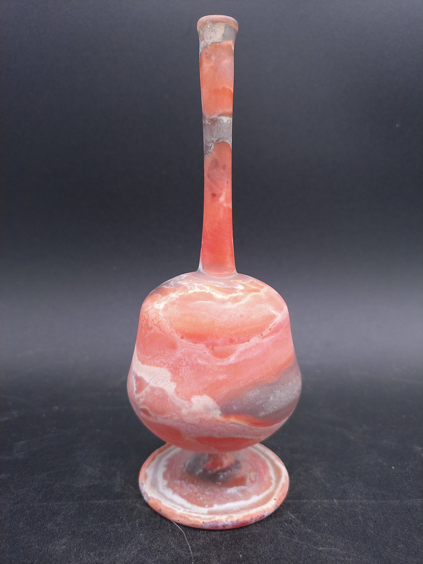 Hand Blown Orange Swirl Glass Bottle Vase Vintage