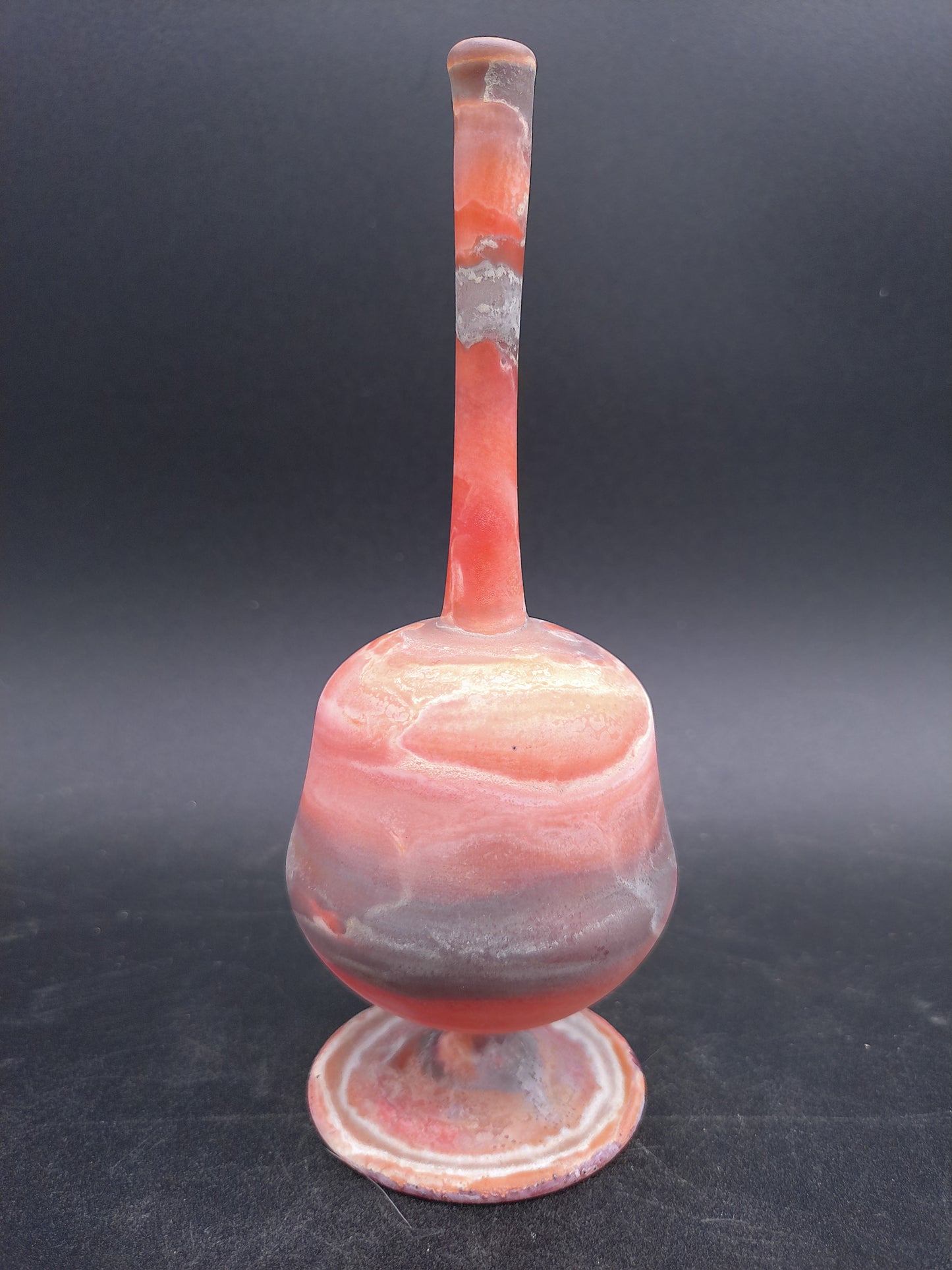 Hand Blown Orange Swirl Glass Bottle Vase Vintage