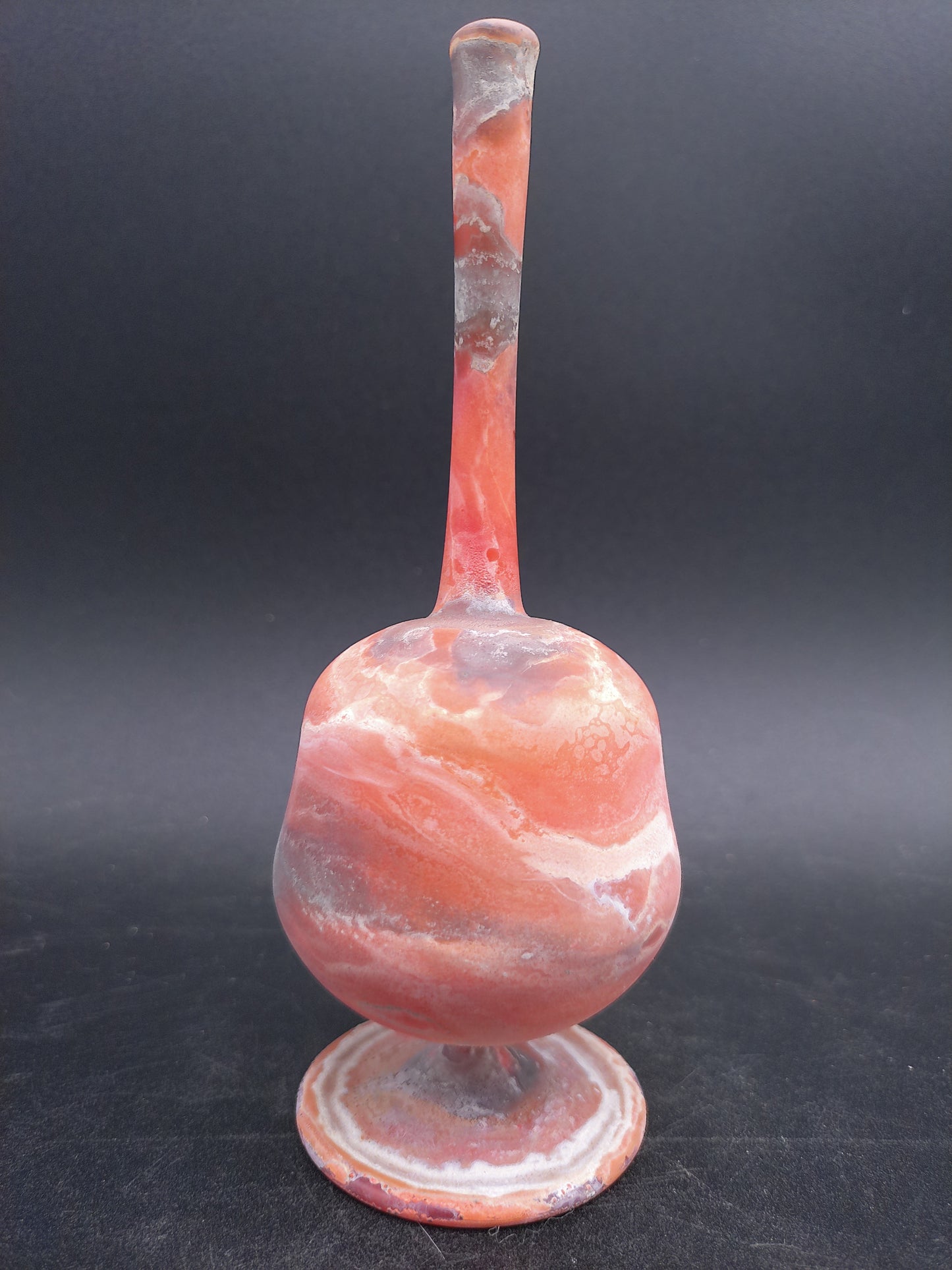 Hand Blown Orange Swirl Glass Bottle Vase Vintage