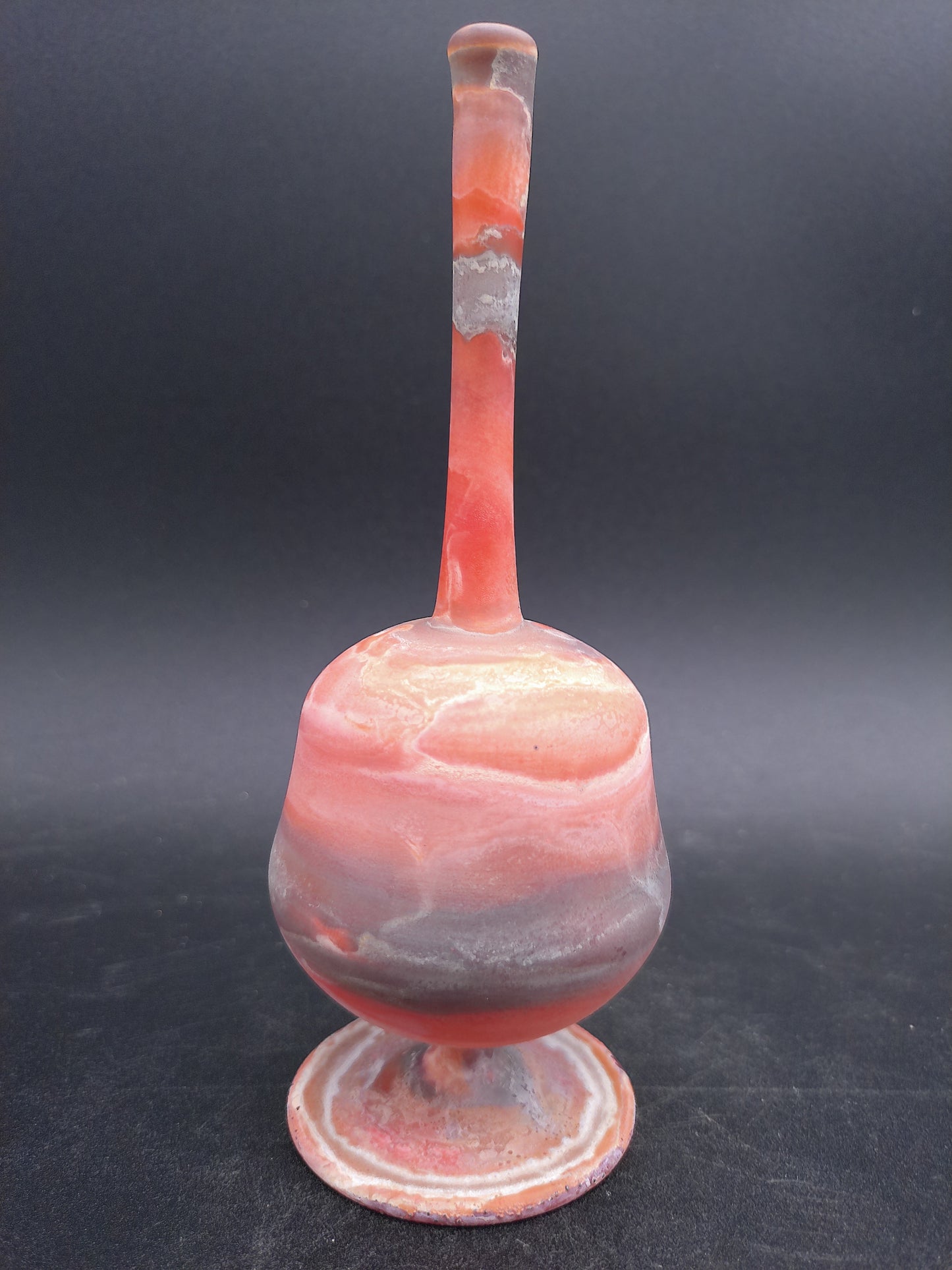 Hand Blown Orange Swirl Glass Bottle Vase Vintage