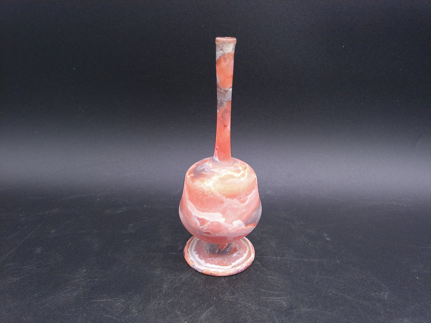 Hand Blown Orange Swirl Glass Bottle Vase Vintage