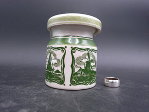Blue Delft Holland Ceramic Jar Displayed Netherlands Antique 20th Century