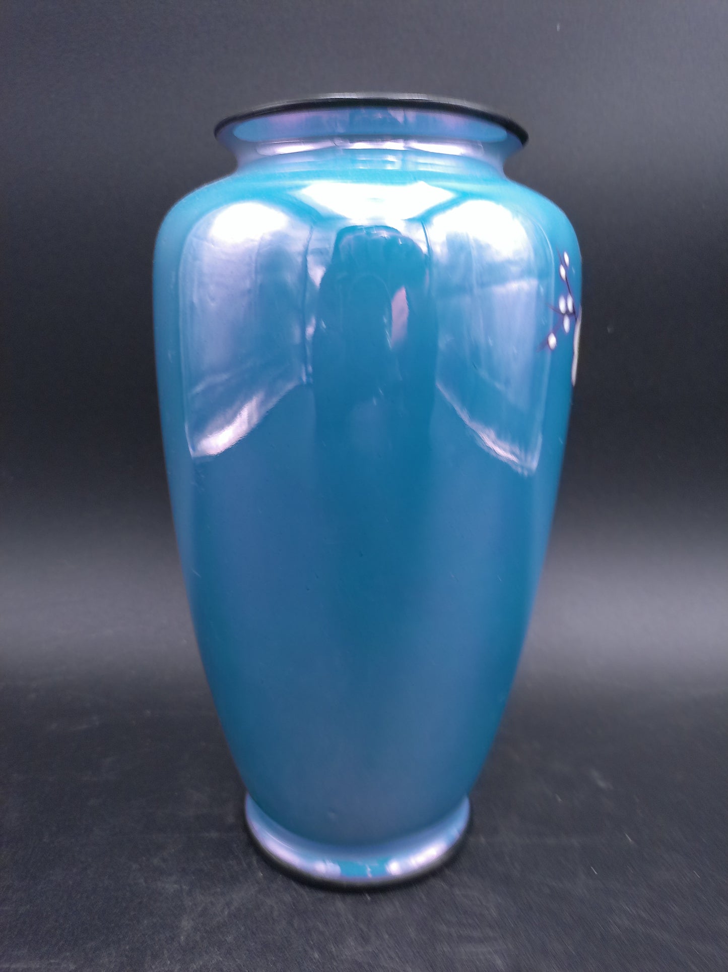 Japan Made Vase with Flower design with Birds Vintage Blue color