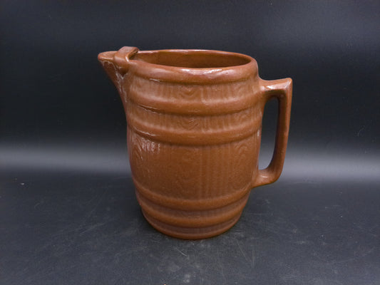Pitcher McCoy Art Pottery Brown Cider Barrel Pitcher with Ice Lip