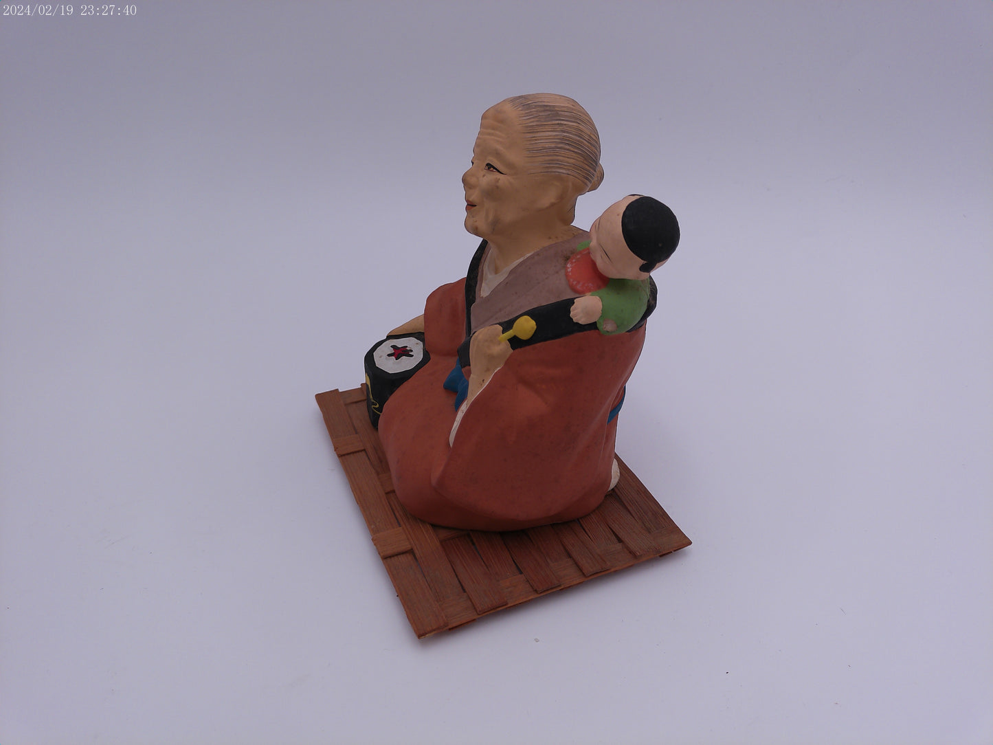 Vintage Ceramic Figurine Asian Old Man with Child