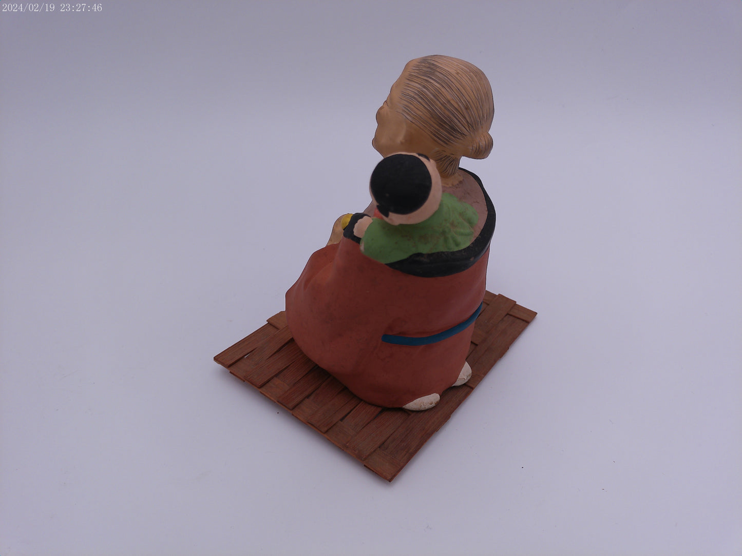 Vintage Ceramic Figurine Asian Old Man with Child