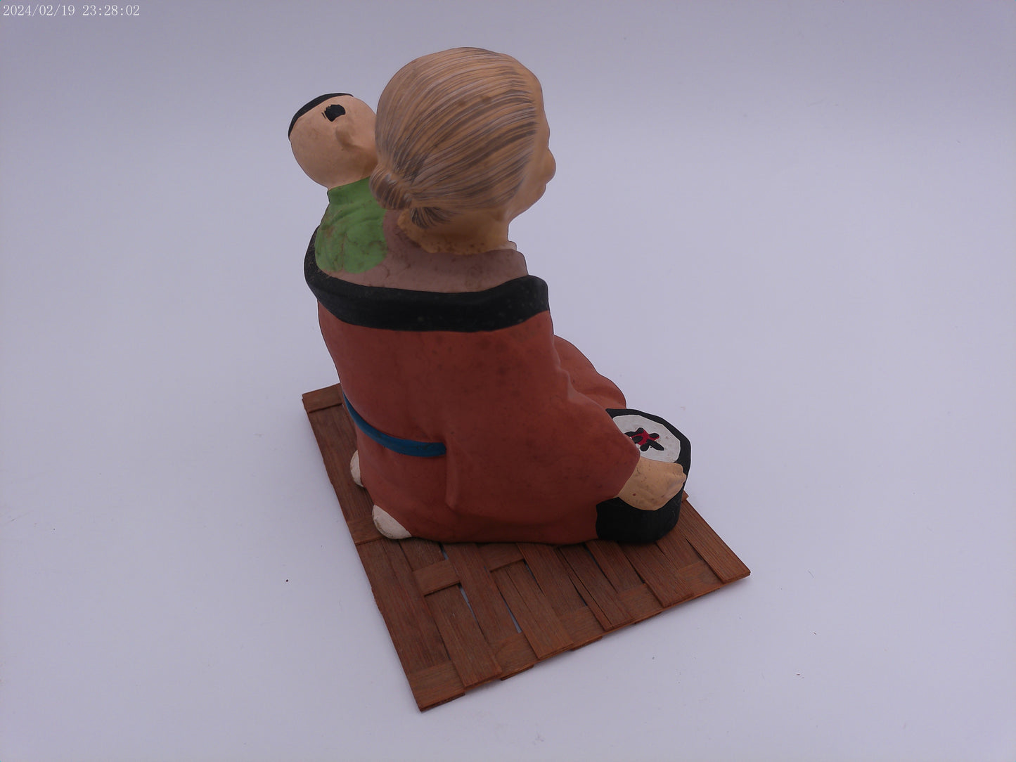 Vintage Ceramic Figurine Asian Old Man with Child