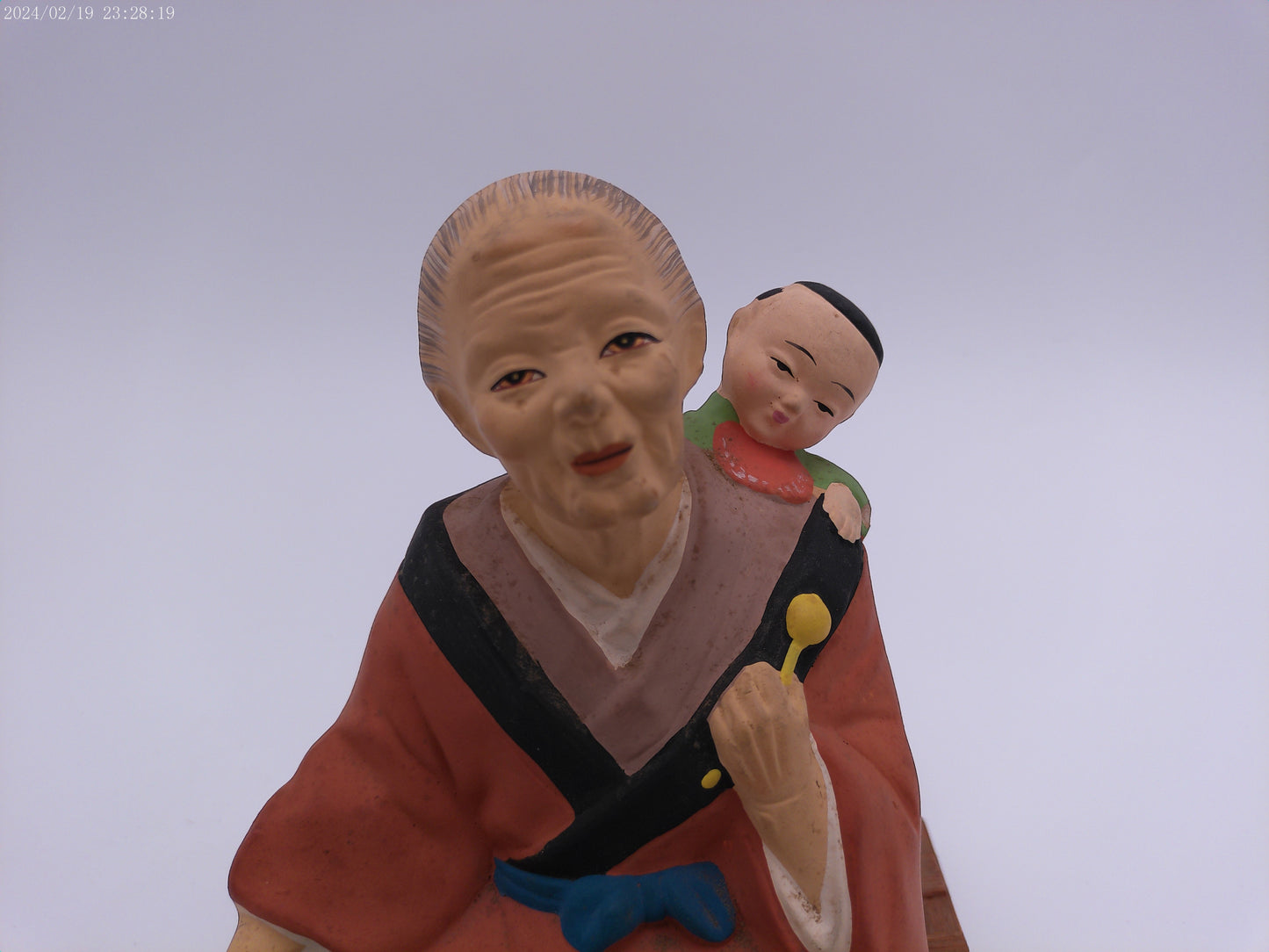 Vintage Ceramic Figurine Asian Old Man with Child
